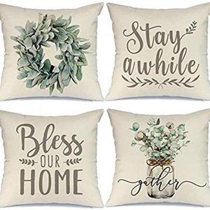 FARMHOUSE DECOR PILLOW COVERS 18 INCH SET OF 4
